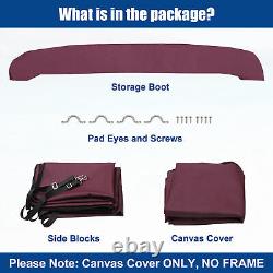 1 Set 600D 4 Bow 8'L x 97-103W Bimini Top Canvas with Side Blocks Wine Red