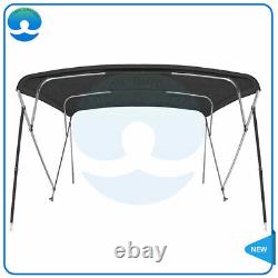 1Pc Black 4 Bow Boat Bimini Top Cover 8FT Length 54 Heigth 61-66 Width