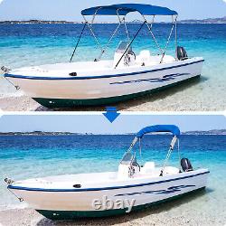 2023 Upgraded Bimini Top 4 Bow Boat Cover 85-90 Wide 8ft Long With Rear Poles