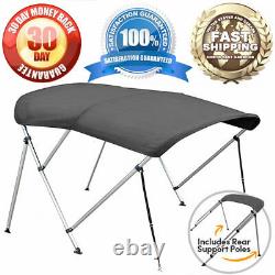 3 BOW BIMINI BOAT COVER 6' FT TOP 54-60 With BOOT GRAY COVERS INCLUDES HARDWARE