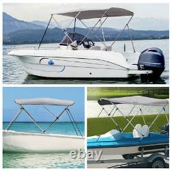 3 Bow 6FT Boat Bimini Top Cover with Boot Rear Poles Sun UV Shelter 67-72 Width