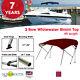 3 Bow BIMINI TOP Boat Cover 51 59 Width, 4ft Long Maroon with Support Poles