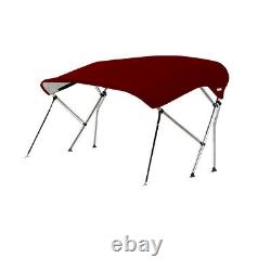 3 Bow BIMINI TOP Boat Cover 69 75 Width, 4ft Long Maroon with Support Poles