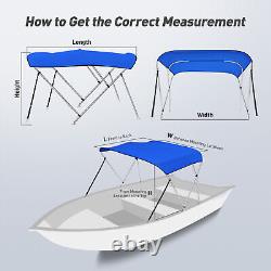 3 Bow BIMINI TOP Boat Cover 6ft Long 46H x 79-84W with Rear Poles and Sidewalls