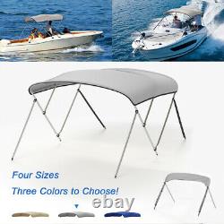 3 Bow BIMINI TOP Boat Cover 6ft With Rear Poles & Storage Boot Gray Waterproof