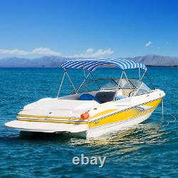 3 Bow Bimini TOP 6'L x 46 H x 73-78 W Striped Blue with Frame & Boot Cover