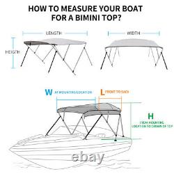 3 Bow Bimini Top Boat Cover Boat Sun Shelter with Rear Support Poles 6FT Length