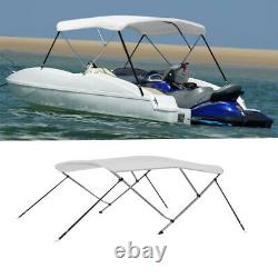 3 Bow Bimini Top Canopy Boat Roof Cover Awning Sun Shade with Frame White
