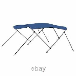 3-Bow Bimini Top Cover Navy Blue Adjustable Straps UV Resistant Boat Canopy Roof