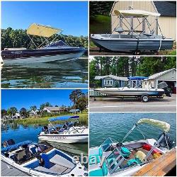 3 Bow Bimini Top Cover Sun Shade Boat Canopy, 6'L x 46 H x 54-60 W, Army Blue