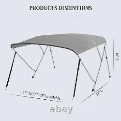 3 Bow Bimini Tops with Detachable Mesh Sidewalls, Sun Shade Boat Canopy