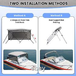 3 Bow Bimini Tops with Detachable Mesh Sidewalls, Sun Shade Boat Canopy