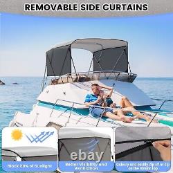 3 Bow Bimini Tops with Detachable Mesh Sidewalls, Sun Shade Boat Canopy