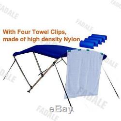 3 Bow Boat Bimini Top 6ft Canopy Cover 61''-66'' Free Clips Support Poles PB3N1