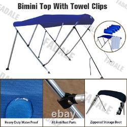 3 Bow Boat Bimini Top Canopy Cover Free Clips 6 ft 73''-78'' Sun Shade BB3N3