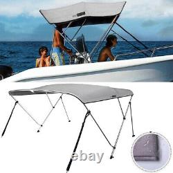 3 Bow Boat Bimini Top Canopy Cover Waterproof with Rear Poles 2 Straps, 73''-78 W