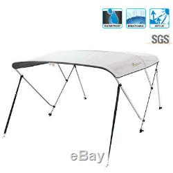 3 Bow Boat Bimini Tops Boat Canopy Sun Shade with Support Pole Boot Grey 67-72