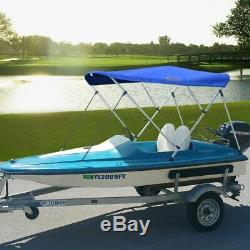 3 Bow Boat Bimini Tops Boat Canopy Sun Shade with Support Pole Boot Grey 67-72