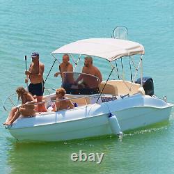 3Bow Bimini Top Boat Cover Waterproof 6'L x 67-72 W 46High With Rear Poles Gray