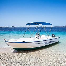 3Bow Bimini Top Boat Cover Waterproof 6'L x 79-84 W 46High With Rear Poles Blue