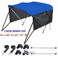 4 Bow / 3 Bow Bimini Top Boat Cover Detachable Sidewalls Polyester Canopy 6/8 ft