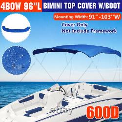 4 Bow 91''-103''W Bimini Top Replacement Canvas Cover w Boot without frame 96L