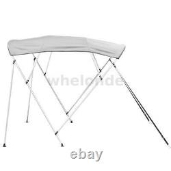 4 Bow Bimini Boat Top Canopy Cover 8ft Length 73-78 Width with Rear Pole Gray