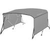 4 Bow Bimini Top Boat Cover 600D Polyester Canopy with 1 Aluminum Alloy Frame