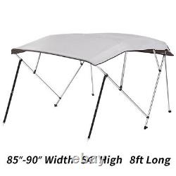 4 Bow Bimini Top Boat Cover 8'L x 85-90W x 54 H With Rear Poles Water UV Proof