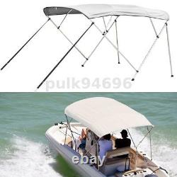 4 Bow Bimini Top Boat Cover 8ft Length 67-72 Width 54 H with Rear Poles Gray