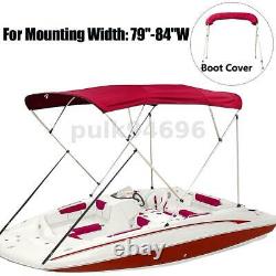 4 Bow Bimini Top Boat Cover 8ft Length 85-90 Width 54 H & Rear Poles ^