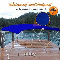 4 Bow Bimini Top Boat Cover Front Hold-Down Straps and Rear Support Arms, Incl