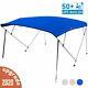 4 Bow Boat Bimini Tops Boat Canopy Boat Shade with Support Pole Boot Blue 79-84