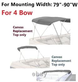 4 Bows 79''-90''W 96L Bimini Top Replacement Canvas Cover w Boot without frame