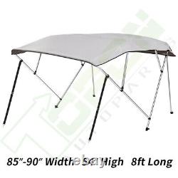 4Bow BIMINI TOP Boat Cover 85-90 Width 4FT Long Gray with Support Poles