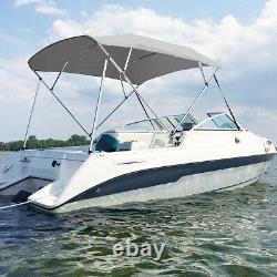 4Bow Bimini Top Boat Cover Waterproof 8'L x 73-78 W 54High With Rear Poles Gray