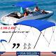 4Bow Bimini Top Boat Cover Waterproof 8'L x 91-96 W 54High With Rear Poles Blue