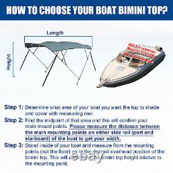 600D 4 Bow 8'L x 54H x 67-72W Bimini Top Stainless Steel Deck Hinges