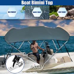 600D 4 Bow 8'L x 54H x 91-96W Bimini Top Stainless Steel Deck Hinges Gray