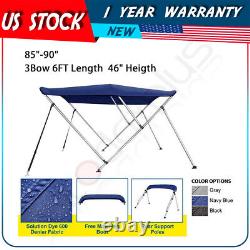 600D 46 High x 85-90 W x 6FT Durable Bimini Top Boat Cover With Rear Poles