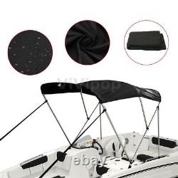 600D 79''-84W Bimini Top 3 Bow Canopy Canvas Boat Cover 6ft Long With Rear Poles