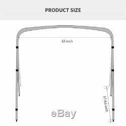 600D Bimini Top Boat Roof Cover 3/ 4 Bow 61-96 Width Cover 6/ 8ft Length Gray