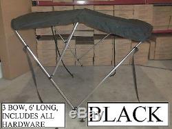 79-84 Inch Black Boat Bimini Shade Canopy Top Cover Bikini 3 Bow 80 81 82 83 84