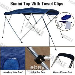 8 ft Bimini Top 85-90 Free Clips 4 Bow Boat Canopy Cover with Towel Clips BB4N2
