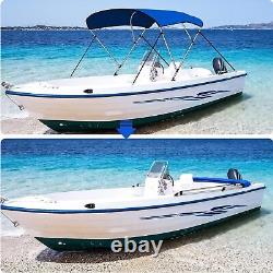 8FT Bimini Top Canopy Sun Shade 750D Blue Boat Cover 4 Bow 54 H 85-90 W