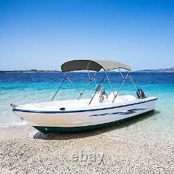 BIMINI TOP 3 Bow Boat Cover 54-60 Wide 6ft Long With Rear Poles Gray NEW 46H