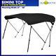 BIMINI TOP 3 Bow Boat Cover Black 51-59 With Rear Poles & Integrated Cover51L