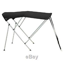 BIMINI TOP 3 Bow Boat Cover Black 73-78 Wide 6ft Long With Rear Poles