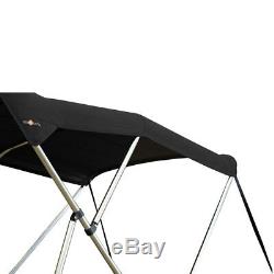 BIMINI TOP 3 Bow Boat Cover Black 79-84 Wide 6ft Long With Rear Poles