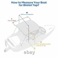 BIMINI TOP 3 Bow Boat Cover Blue 67-72 Wide 6ft Long With Rear Poles & Boot